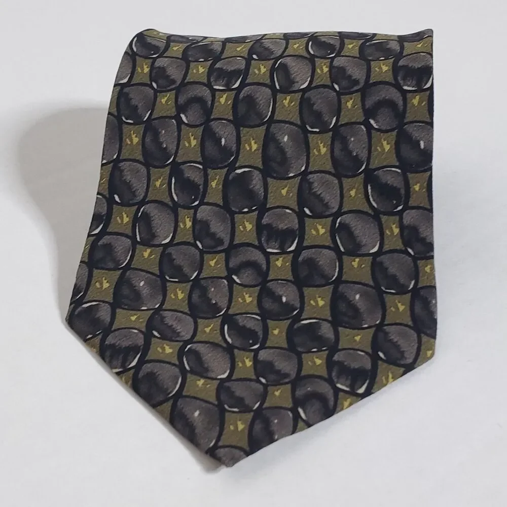 Vtg Jerry Garcia Pine And Rock Printed Silk Necktie USA 58x3.75